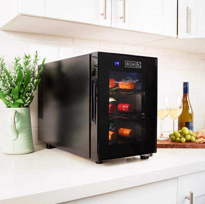 Koolatron 6 Bottle Wine Cooler, Black, 0.65 cu. ft. (16L) Freestanding Thermoelectric Wine Fridge (new)