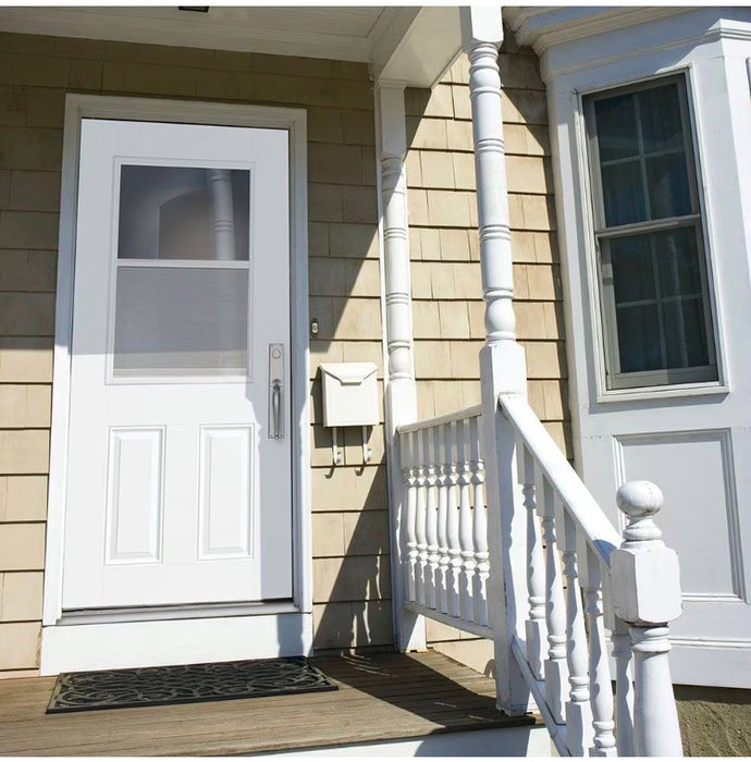 Masonite 32-inch x 80-inch x 4-9/16-inch Venting 1/2 Lite low-E Primed Steel Prehung Front Door RH