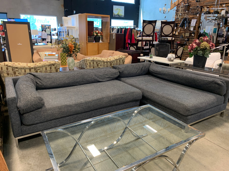 Blue Heathered Modern Deep Seat Sectional (USED)
