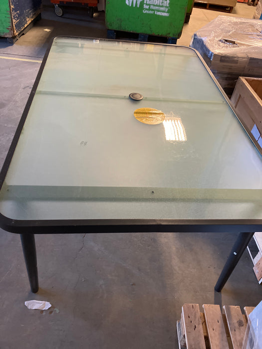 Steel-Frame Glass Top Outdoor Dining Table