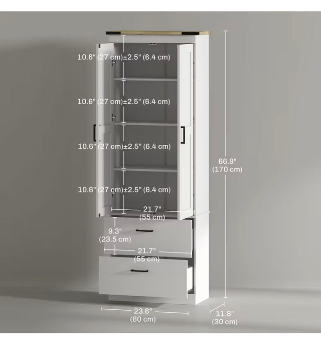 HOMCOM 23.6-inch Kitchen Pantry Cabinet with Doors, Cream White (new in box)