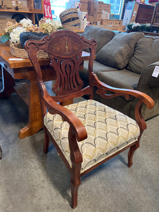 Antique Reupholstered Wood Armchair (new)