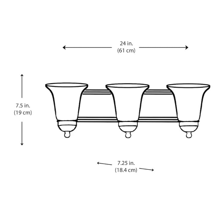 Bel Air Lighting Cabernet 24-inch 3-Light Polished Chrome Bathroom Vanity Light with Marbleized Glass Shades (New)