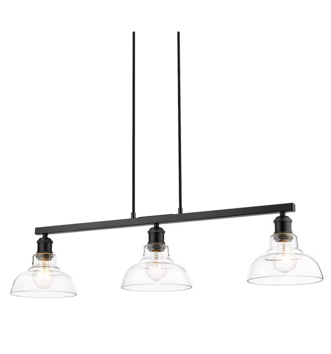 Golden Lighting Carver 3-Light Linear Pendant in Matte Black with Clear Glass  (new)