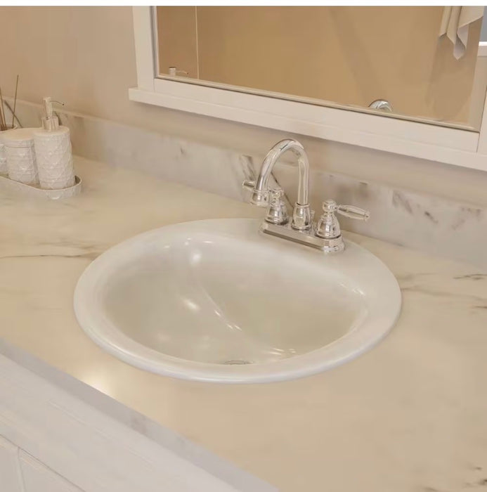 Round Drop-In Bathroom Sink in White