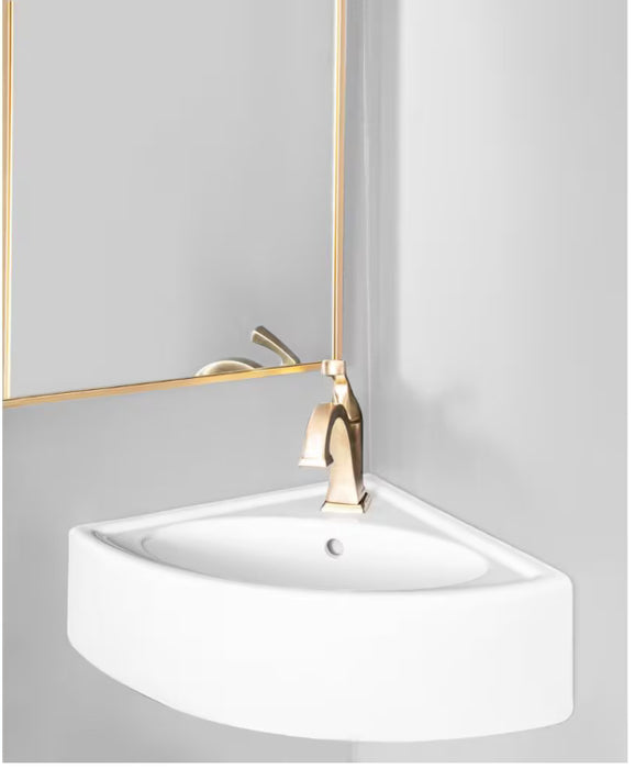 Glacier Bay Rounded Corner Sink with Single Hole Drilling in White