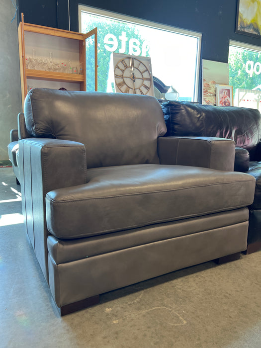 Grey Leather Wide Armchair (new)