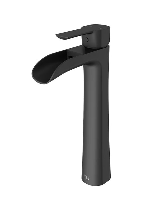 VIGO Niko Single Hole Single-Handle Vessel Waterfall Bathroom Faucet in Matte Black (new)
