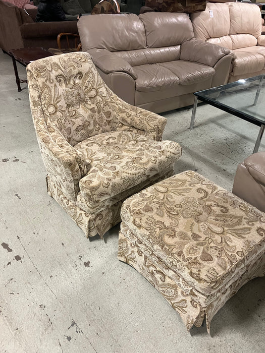Cream Chair with Ottoman