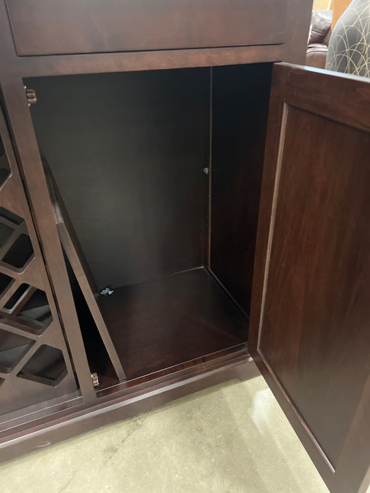Dark Brown Solid Wood Wine Cabinet
