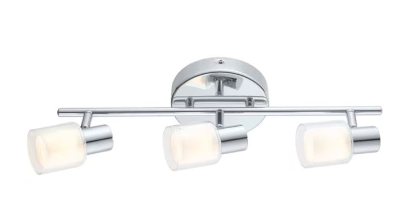 Salti LED 3-Light Track with, Chrome Finish with Frosted & Clear Glass
