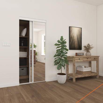 TRUporte 36-inch x 80.5-inch White Econo Painted Steel Frame Mirrored Closet Sliding door (New)