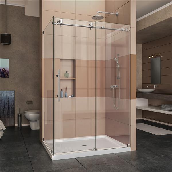DreamLine Enigma-X Shower Door Kit- 48.38-in x 76-in - Stainless steel (Shower Base Not Included) (New)