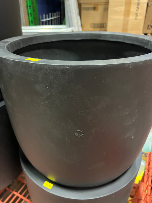 16” Modern Black Fiberglass Planter (new)