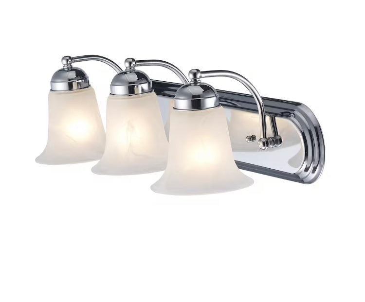 Bel Air Lighting Cabernet 24-inch 3-Light Polished Chrome Bathroom Vanity Light with Marbleized Glass Shades (New)