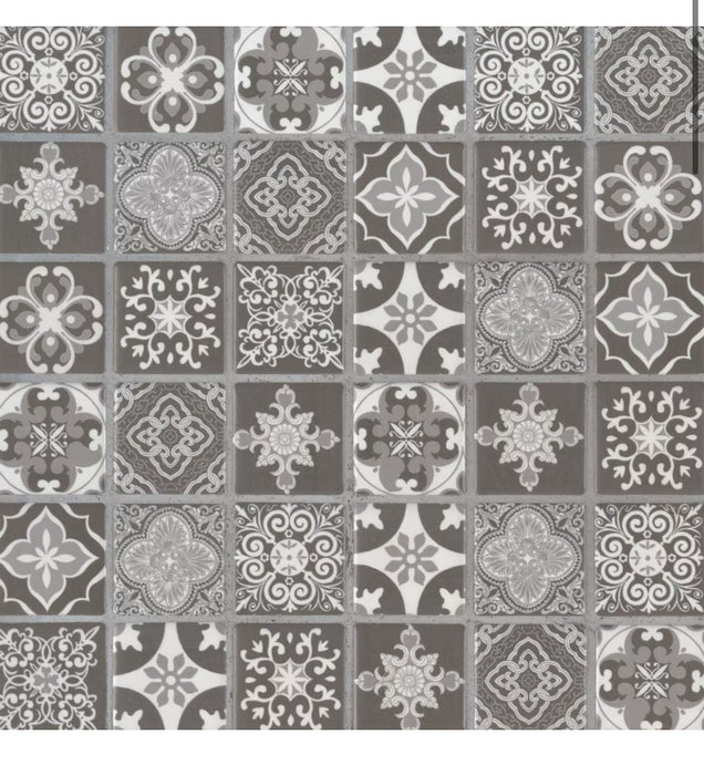 Anya Charcoal 12-inch x 12-inch x 6 mm Glazed Ceramic Mesh Mosaic Tile (New)