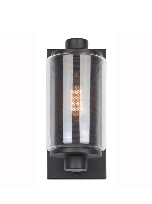 Canarm JAGGER 1-Light Black Outdoor Wall Sconce with Clear Glass Shade and Mesh (new)