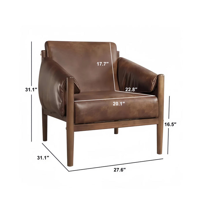 Jahzir 29.5'' Wide Vegan Leather Upholstered Accent Chair with Removable Arm Cushions - Upholstery Colour Brown - CS034AF61D-BN64-US-WF