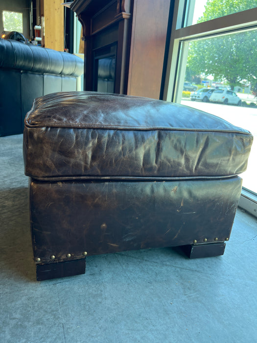 Restoration Hardware Brown Leather Ottoman