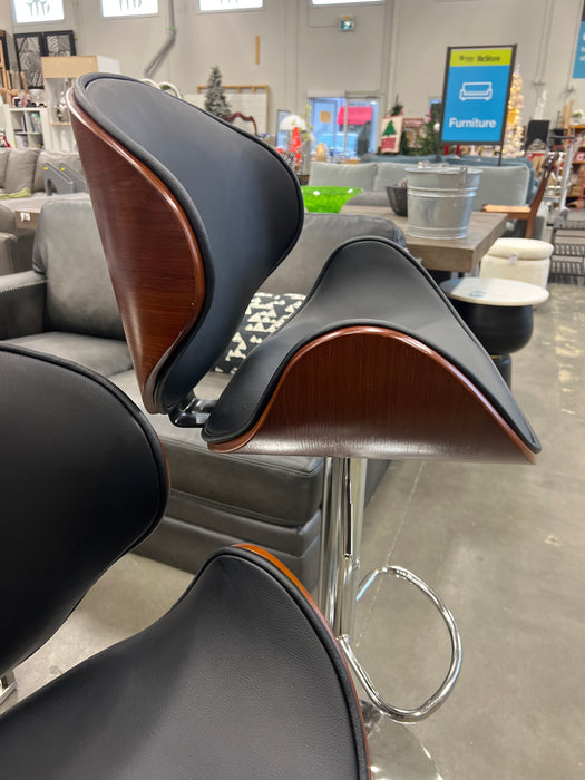 HOMCOM Bar Stools Set of 2 with Curved Back, Footrest, Black