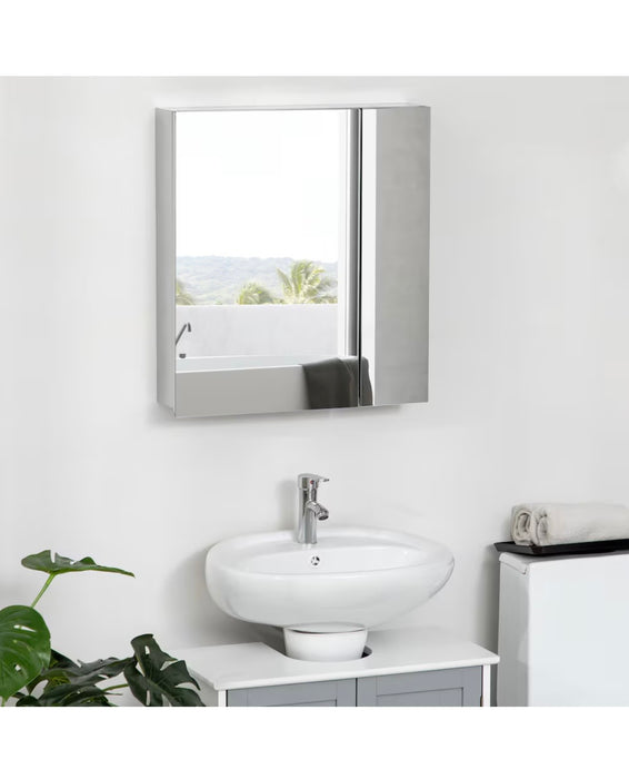 kleankin 21.3-inch W x 23.6-inch H x 5.1-inch D Bathroom Cabinet Wall Mounted Mirror Cabinet in Silver (new)