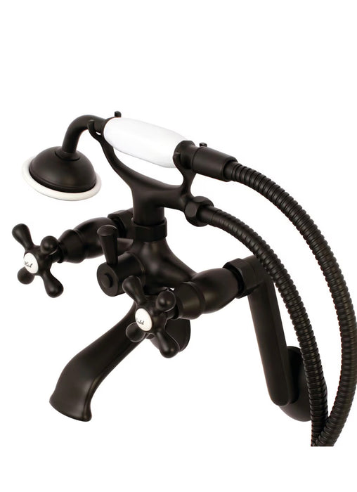 Kingston Brass Victorian 3-Handle Tub Wall Claw Foot Tub Faucet with Hand shower in Matte Black (new)