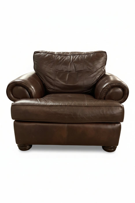 Leather Chair with Ottoman