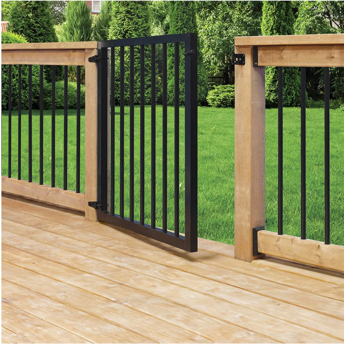 Veranda 36-inch W x 34-1/2-inch H x 1 1/2-inch D Aluminum Railing Pre-Assembled Deck Gate in Black