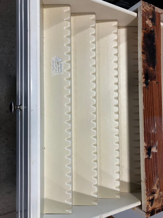 White Kitchen Beveled Cabinets