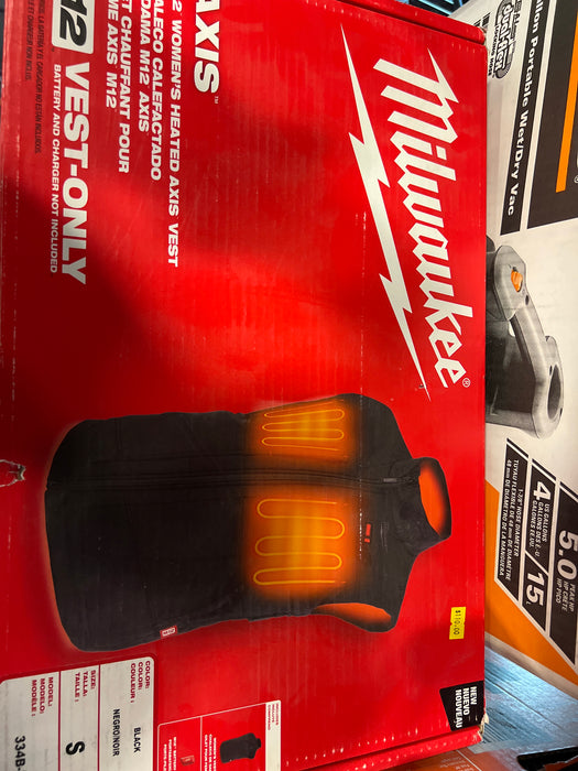 Milwaukee Tool Women's Small M12 12V Li-Ion Cordless AXIS Black Heated Quilted Vest (Vest Only) (new)