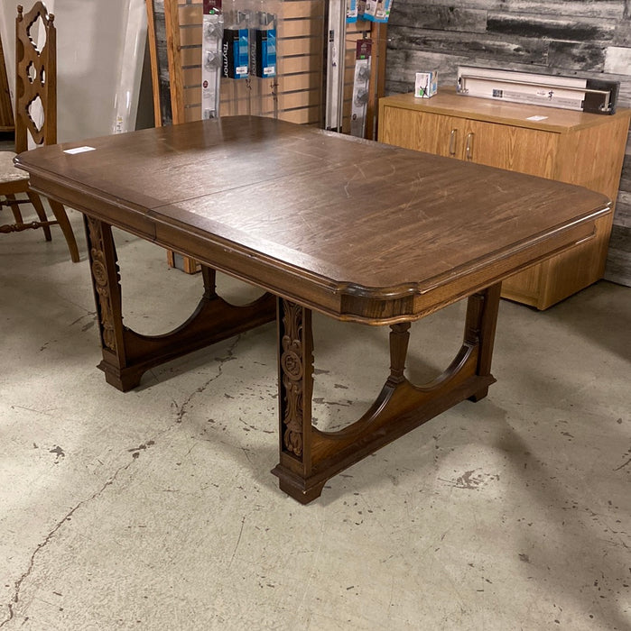 Wood Dining Table with Carved Legs