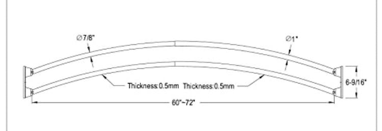 KINGSTON BRASS CCD2178 Adjustable 60" to 72" Double Curved Stainless Steel Shower Curtain Rod, Satin Nickel  (New)