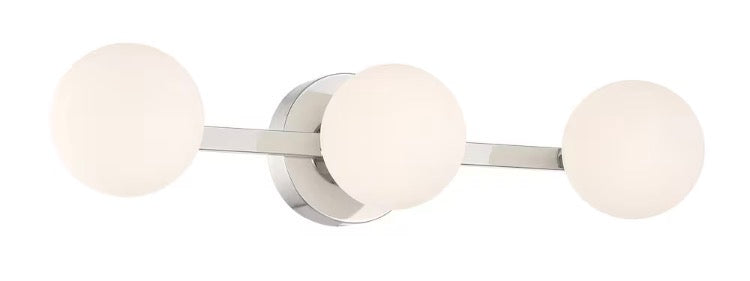 23in 3CCT Integrated LED Nickel Vanity Light with Opal Glass Globe Shade