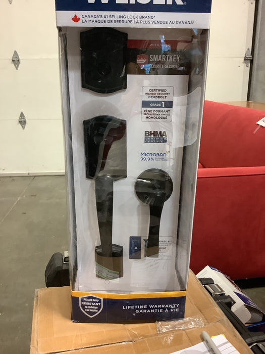 Weiser Prescott x Katella Matte Black Exterior Door Handle Set/Entry Door Lock with Key (New) (Missing Back Plate)