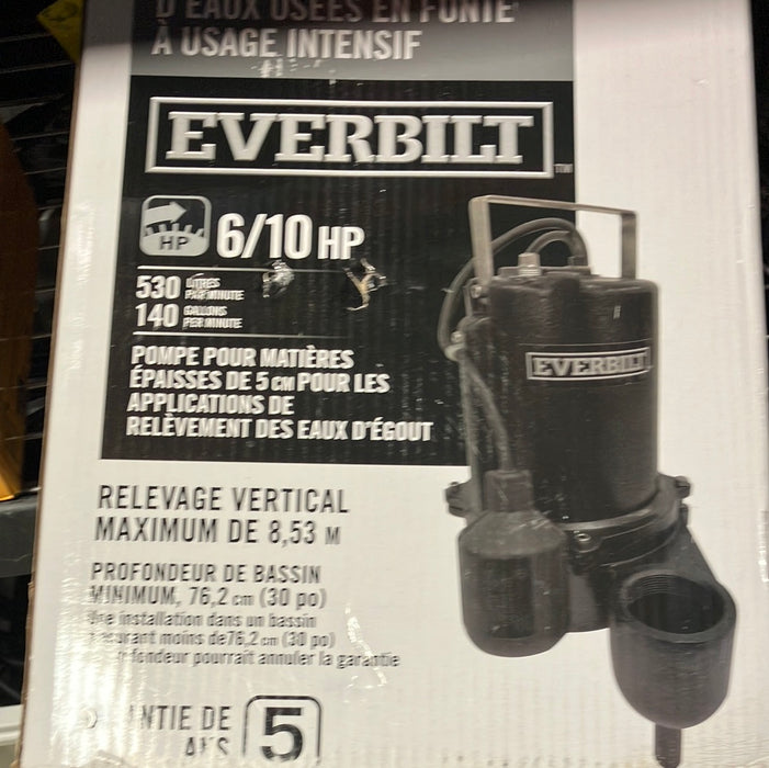 Everbilt 6/10 HP Sewage Pump