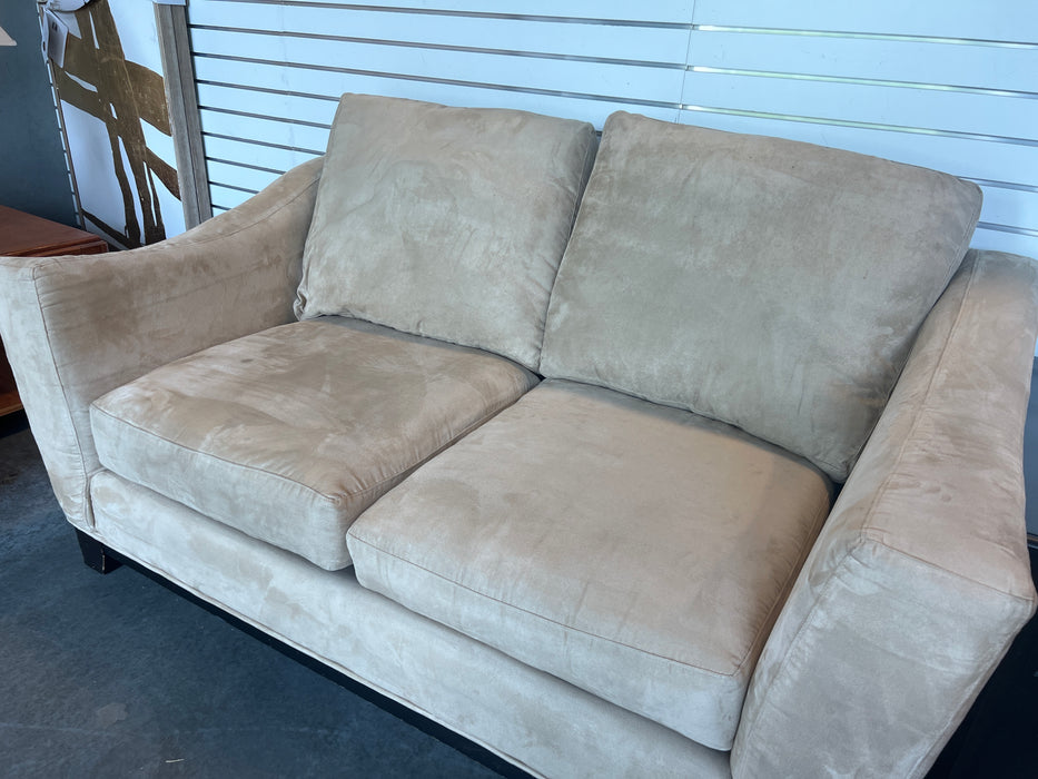 Beige Microsuede Loveseat (as is)