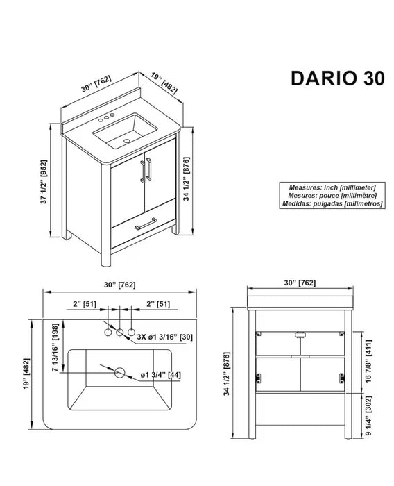 Ove Decors REN Selections Dario 30 in. Sage Green Freestanding Bathroom Vanity with Single Sink, Engineered Marble (new)