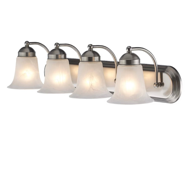 Bel Air Lighting Cabernet 30-inch 4-Light Brushed Nickel Bathroom Vanity Light with Marbleized Glass Shades (New)