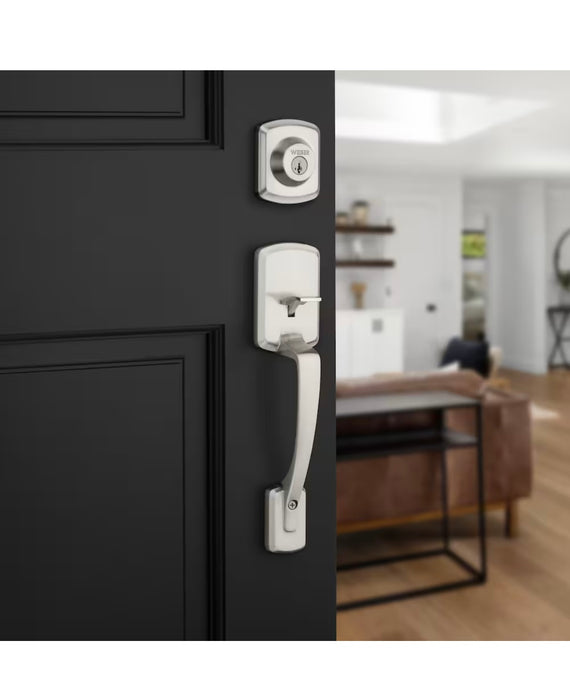 Weiser Henley x Henley Satin Nickel Exterior Door Handle Set/Entry Door Lock with Key (new)