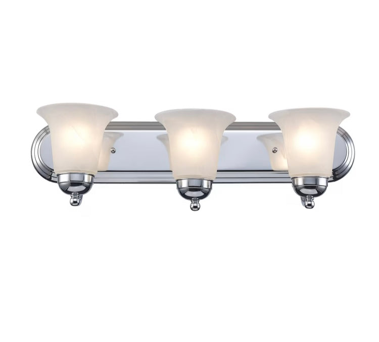 Bel Air Lighting Cabernet 24-inch 3-Light Polished Chrome Bathroom Vanity Light with Marbleized Glass Shades (New)