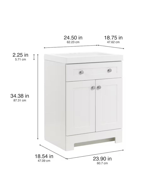 Everdean 24-inch W Bathroom Vanity in White with Cultured Marble Sink Top (new)