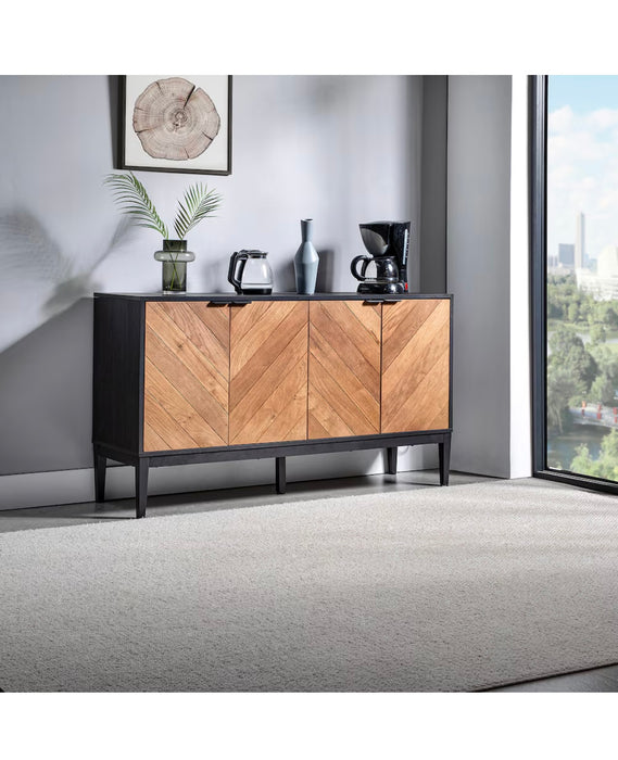 Jayden creation Tahun Modern Black 55"Wide 4 Door Sideboard with Metal Legs (new)