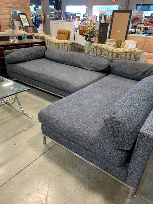 Blue Heathered Modern Deep Seat Sectional (USED)