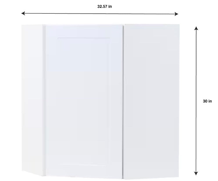 Edson 24 in. W x 30 H x 13 D Assembled Kitchen Corner Wall Cabinet, White (WA2430L)
