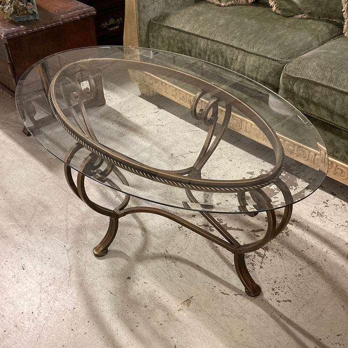 Glass Coffee Table with Metal Legs