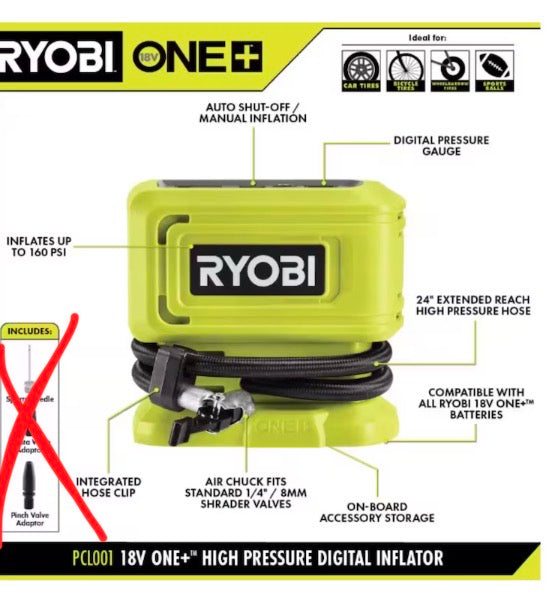 RYOBI 18V ONE+ High Pressure Inflator (Tool Only) (new)