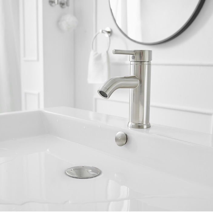 BWE Single Hole Single-Handle Bathroom Faucet With Pop Up Drain in Brushed Nickel (New)