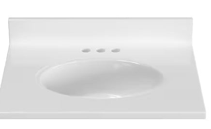 Magick Woods 25 inch W x 19 inch D White Vanity Top with Oval Non-recessed Bowl (new)