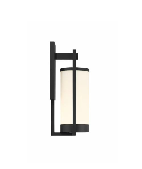 GlucksteinElements Landon 1-Light 17-inch H Integrated LED Outdoor Wall Sconce Light in Black Metal Finish with Frosted Glass (new)