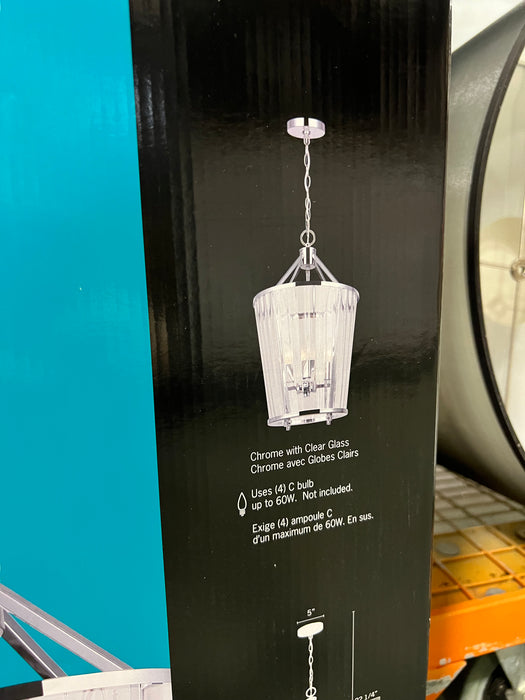 4-Light Chrome Chandelier with Clear Glass Shade